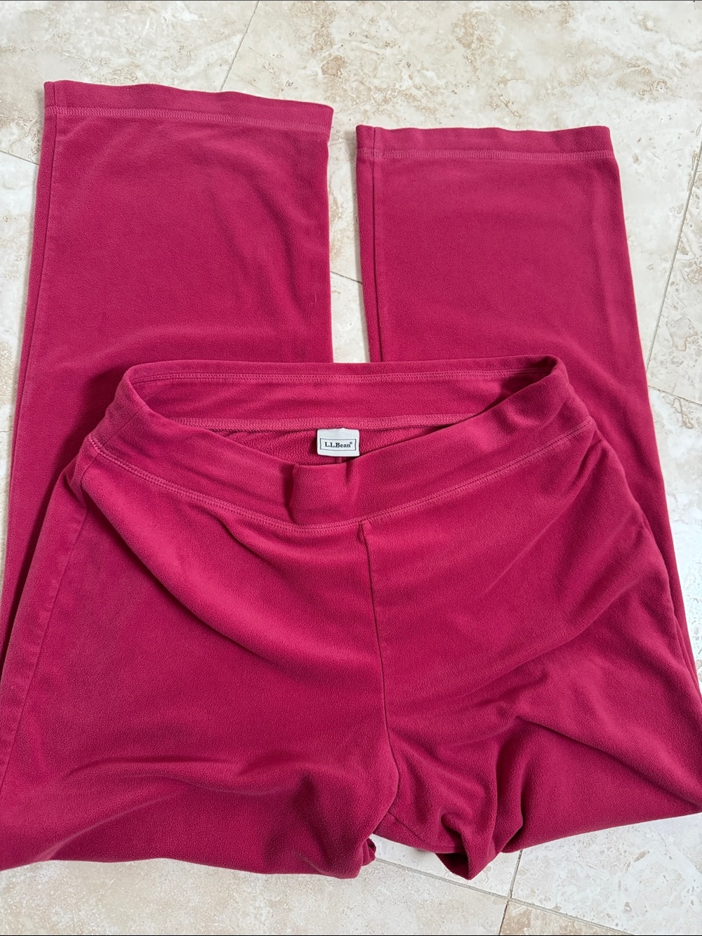 L. L. Bean Y2K Vintage Fitness Fleece Pants Small Petite Straight Leg Pull On